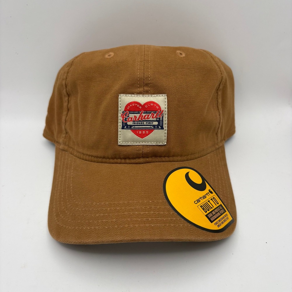 Carhartt Heart Patch Canvas Cap Brown Mens Adjustable Hat AH7401-W NWT